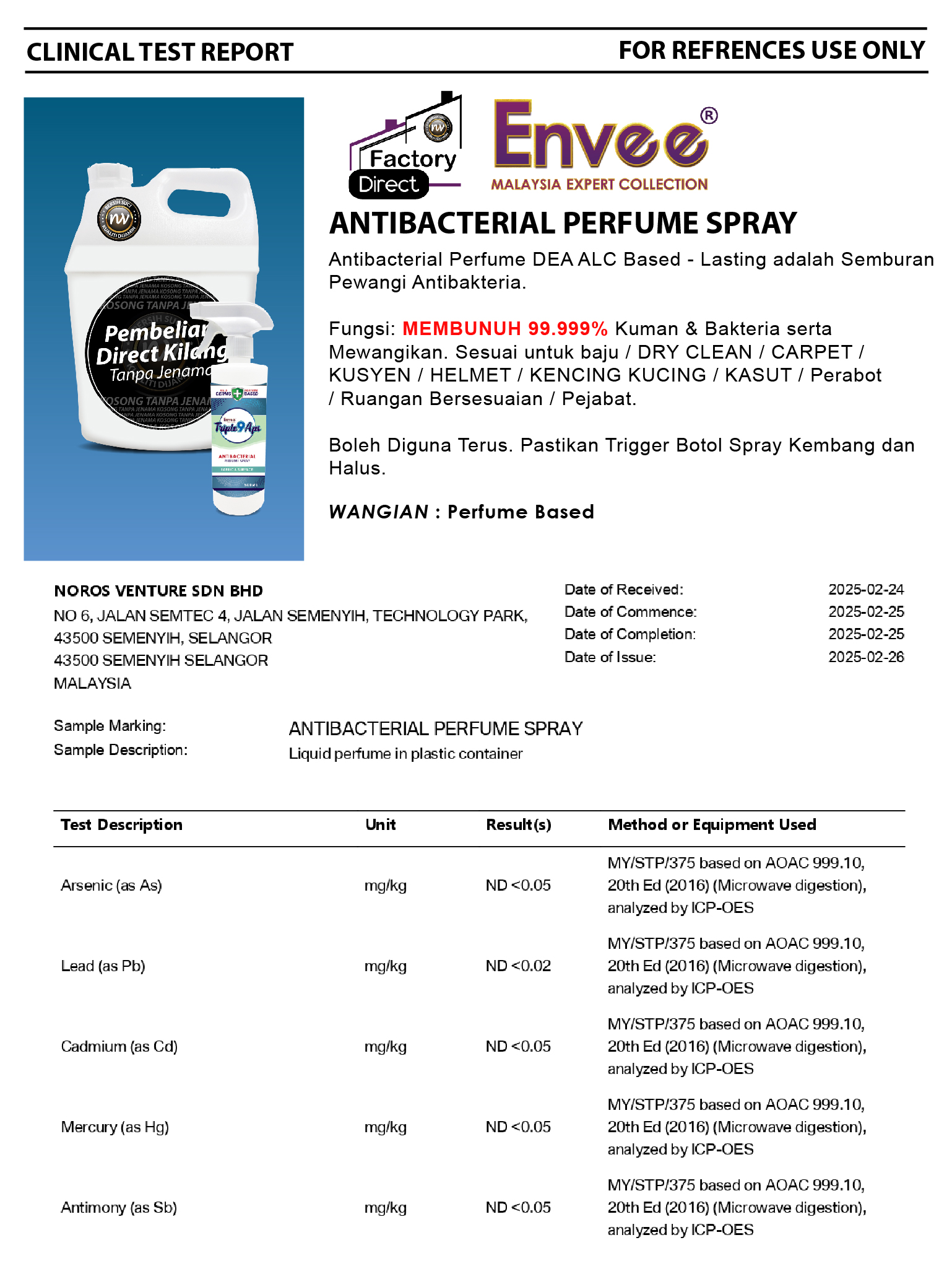 LABTEST-ANTIBACTERIAL PERFUME TRIPLE 9-01